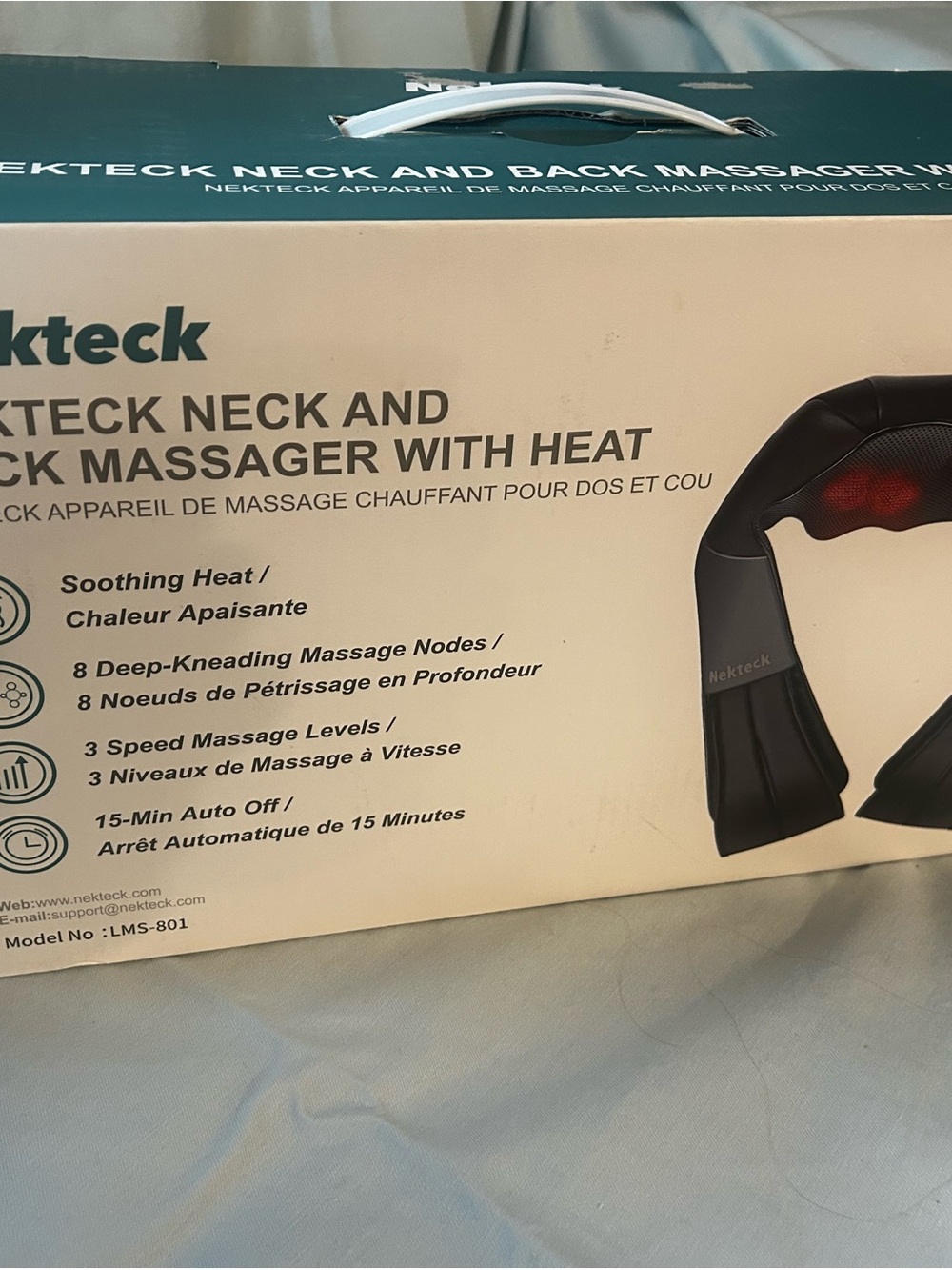 Nekteck Neck and Back Massager with Heat - Black and Red
